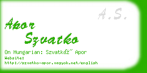 apor szvatko business card